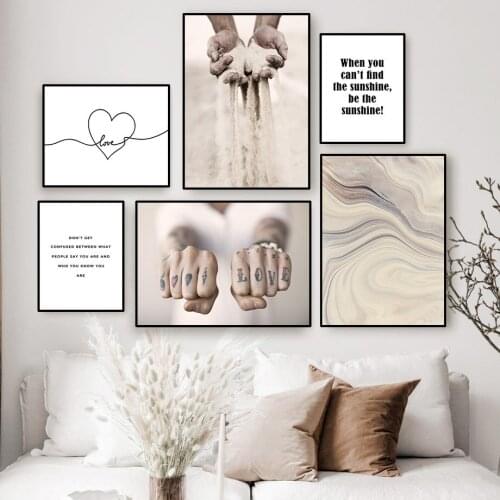 Love Motivational Quote Canvas Nordic Poster Abstract Art Wall Print Painting Scandinavian Modern Home Decoration Picture HD0014