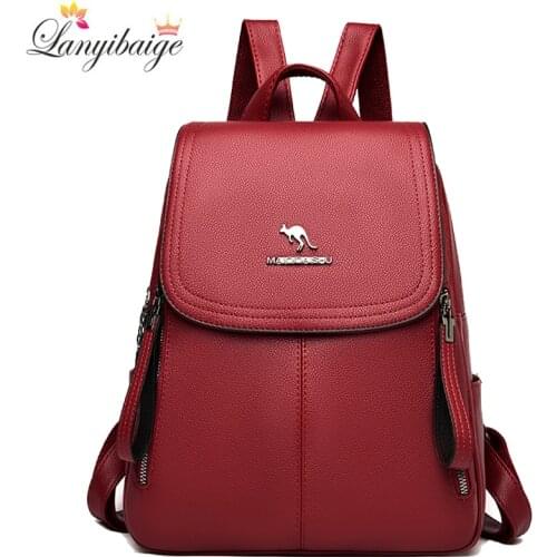 2021 New Large Capacity Women Backpack High Quality PU Leather Backpack Fashion Travel Backpack Shoulder Bags School Bag Mochila