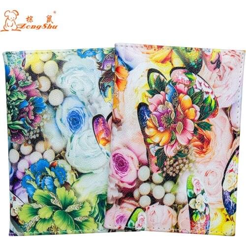 Colorful blooming flowers Fashion and standard size passport cover waterproof solid pu leather passport holder with traveling