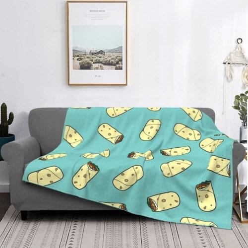 Burrito Blankets Fleece Decoration Funny Mexican Portable Warm Throw Blankets for Bed Outdoor Bedding Throws