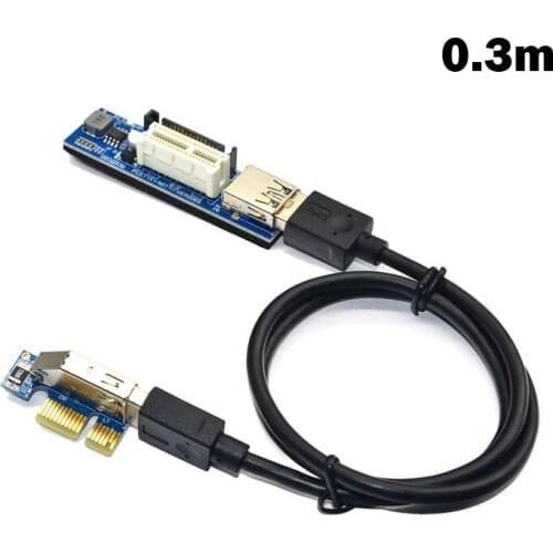 PCIE Riser 1X to 16X Graphics Extension for GPU Mining Powered Riser Adapter Card 4Pin/6Pin/SATA/15Pin/Power Cable DU55