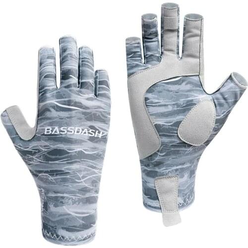 Bassdash ALTIMATE Sun Protection Fingerless Fishing Gloves UPF 50+ Mens Womens UV Gloves for Kayaking Paddling Hiking Cycling