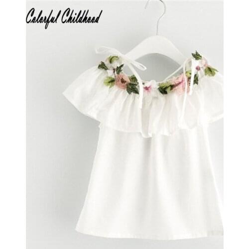 Summer Baby Kid Cotton strap Dress Cute embroidery Flower Vestidos princess party wedding clothing 2-6 Yrs