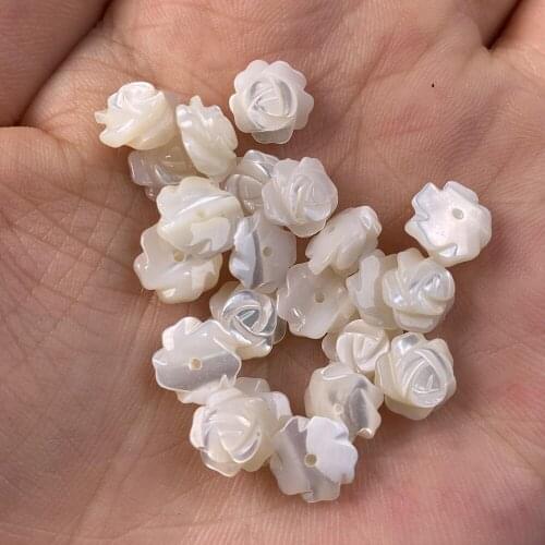 Shell Beads Carved-flowered Accessories White Loose Shell For Jewelry Making Bracelet Earring Handiwork Sewing Accessory