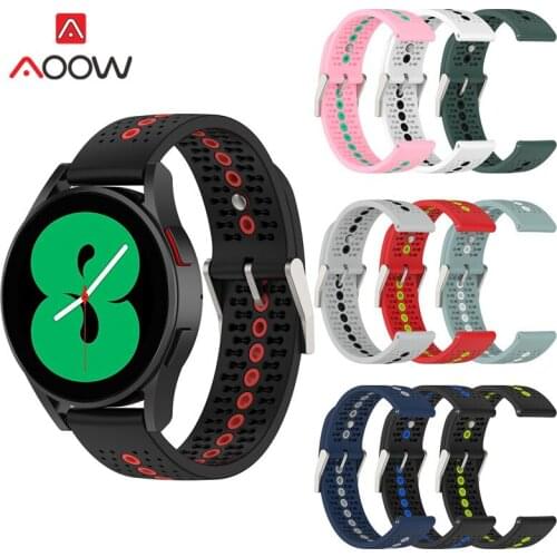 20mm Silicone Strap Breathable Holes Sport Replacement Band for Samsung Galaxy watch4 Classic 42mm 46mm Active2 Amazfit GTS 2e