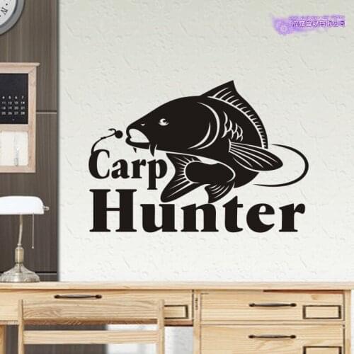 Fishing Carp Hunter Decal Bucket Tackle Shop Fishhook Sticker Fish Tank Boat Box Car Vinyl