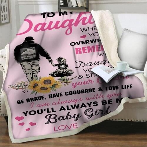 Thick throw Blankets to My daughter Fleece Blanket Soft Warm bedding Sofa Nap Knee Quilts for Adult Kids Positive Encourage Gift