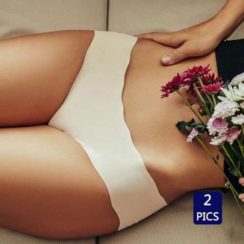 NEW Ice Touch Seamless Solid Women Panties 2pcs Female Cotton Underpants Classic Soft Washable Breathable One-Piece Underwear