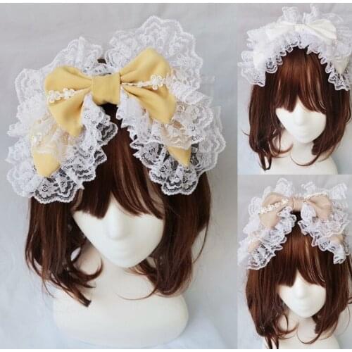 Victorian Lace Headband Sweet Big Bow Kawaii Hair Hoop Lolita Cosplay Headdress