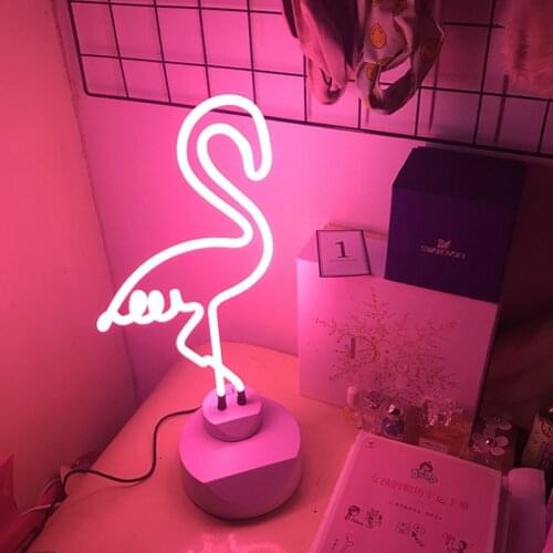 Gorgeous Neon Sign Lamp Ins Style Desktop Decoration Night Light Flamingo Traditional Neon Tube Bulb Lights Accent Lighting