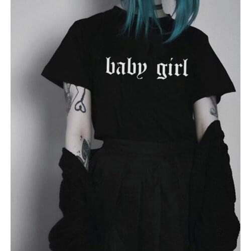 Baby girl gothic womens T-shirt dark streetwear graphic T-shirt summer short sleeve tees Harajuku egirl aesthetic Korean style
