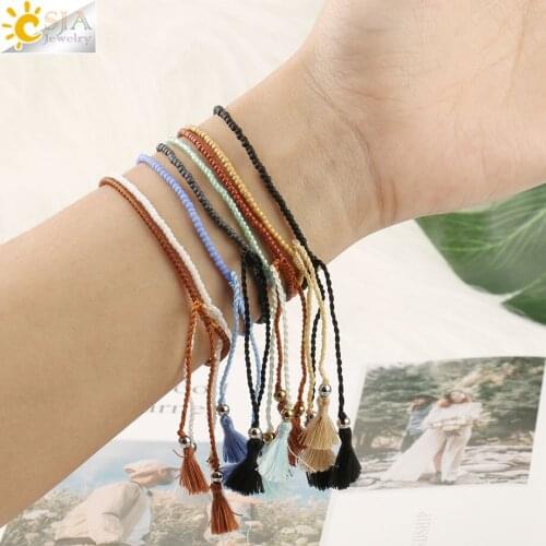 CSJA Trendy Japan Bracelets Toho Beaded Bead Miyuki Bracelet for Women Round Beads Adjustable Tassel Charms Pulsera Jewelry S499