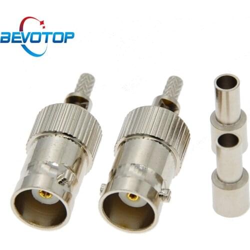 100pcs/lot BNC Female Jack Window Q9 Crimp RG174 LMR100 RG316 Cable RF Connector