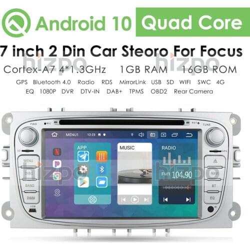 2 Din Android 10 Car Radio Dvd for Ford Focus Mondeo S-MAX C-MAX 2007-2011 Galaxy Transit Connect Car Stereo GPS Navigation WIFI