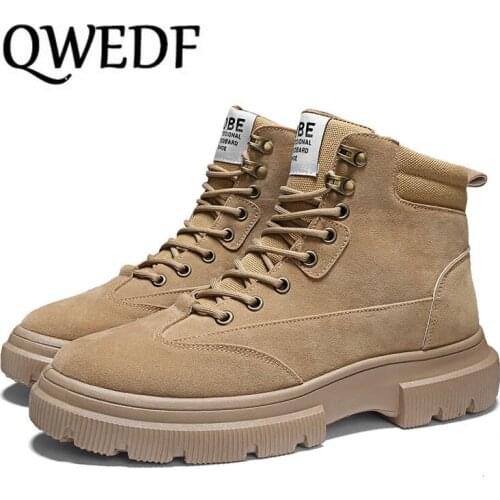 2019 High Quality Fashion Winter Mens Boots Warm Working Boots Lace Up Mens Desert Boots Round Toe High Top Shoes X12-22
