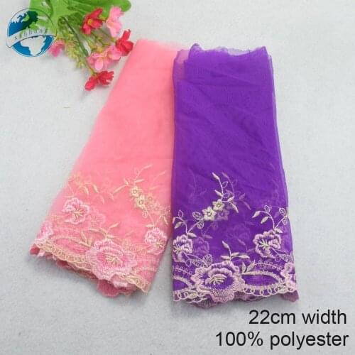 22cm polyester colorful embroidery lace french lace ribbon fabric guipure diy trims sewing Accessories wedding decoration#4073