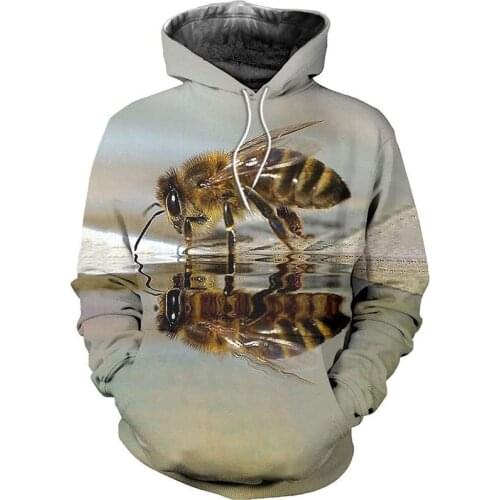 3D full printing beautiful bee zipper shirt casual sportswear fashion street hip hop Hoodie -- qqq