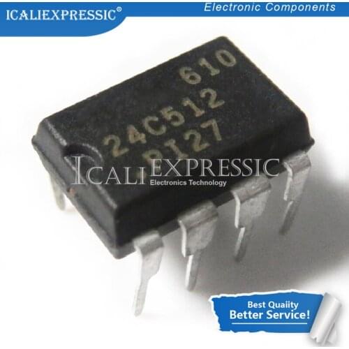 5PCS AT24C512-10PI-2.7 AT24C512-10PU-2.7 24C512 DIP-8 In Stock