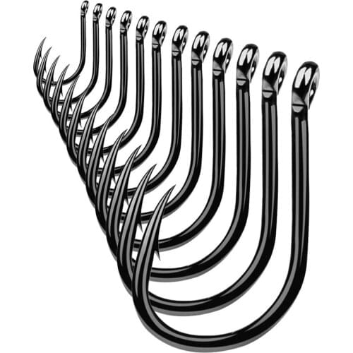 50pcs/lot Fishing Hooks Set Carbon Steel Single Circle Fishing Hook Fly Fishing Jip Barbed Carp Hooks Sea Tackle Accessories