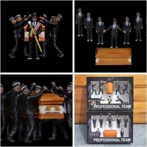 8Pcs/set Fashion Blacks Coffin Dance Team Figure Toys 6cm Blacks Carry The Casket Dancing Pallbearers Internet Celebrities Doll