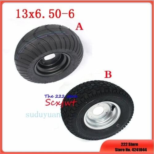 13X6.50-6 tyre tubeless wide tire + 6 inche alloy hub for 4wheel ATV Go-kart sightseeing car accessories 13 inch vacuum wheels