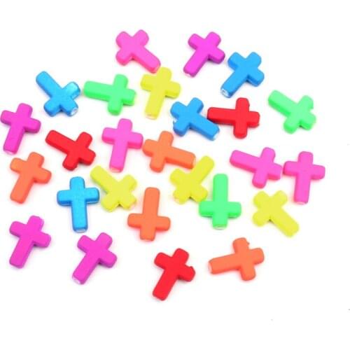 100Pcs Mixed 16x12mm Cross Acrylic Beads For Jewellery Marking Diy Loose Spacer Beads Bracelet Necklace Charm Jewelry Finding