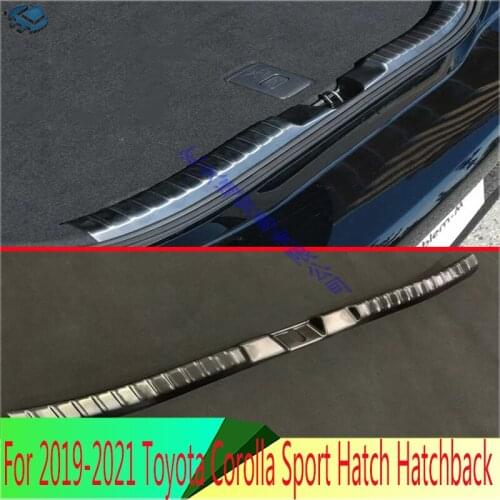 For 2019 Toyota Corolla Sport Hatch Hatchback Auris Stainless Steel Black Rear Trunk Scuff Plate Door Sill Cover Molding Garnish
