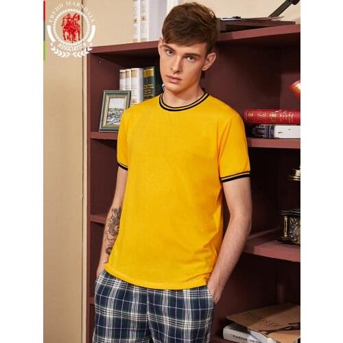 FREDD MARSHALL Summer 2020 New Mens T-Shirt Short Sleeve Casual Cotton Solid Tshirt Men O-Neck Striped Ringer Tees Tops 420