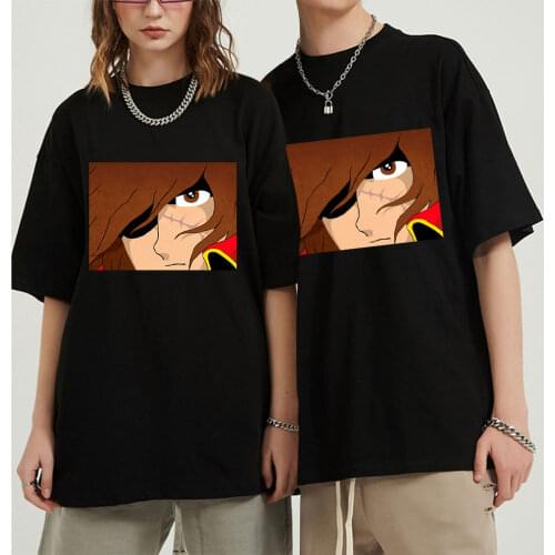 Men Space Pirate Captain Harlock Arcadia Yuki Tadashi Anime T-Shirts Funny Tops Albator Ship Pure Cotton Tees Harajuku TShirt