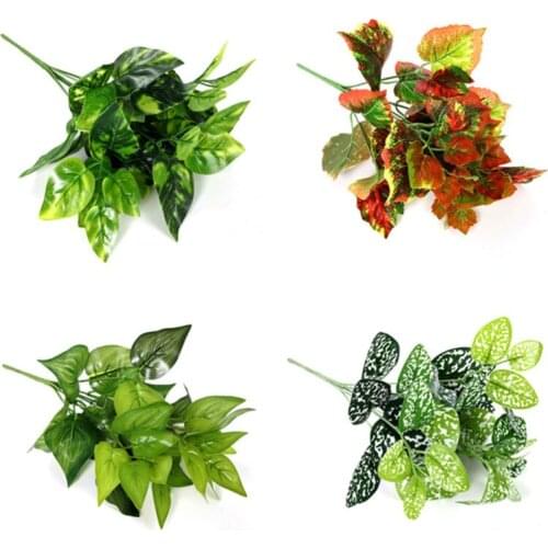Artificial Plant fake flower Decor simulation Green Leaf plant Artificial green Plastic plant for Home Garden Decor fake flowers