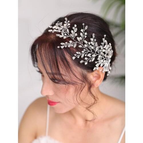 Silver Headband Rhinestones Crystal Hairstyles Jewellery Party women Ornaments Bridal Headpieces Wedding Hair Accessories