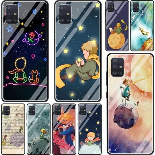 Art Little Prince Tempered Glass Phone Case For Samsung A51 A50 A71 A70 A31 A21s A40 A41 A52 5G A72 4G Sleeve Cover Bag