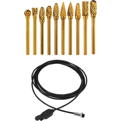 JFBL Hot Double Cut Titanium Carbide Rotary Burr Set with 4M Length K-01 Torch Micro-Switch Trigger