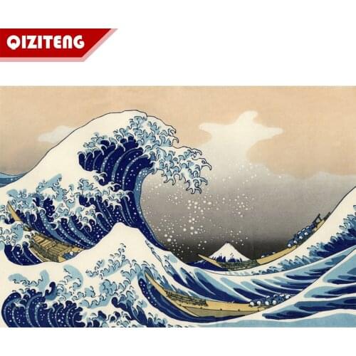 Kanagawa Prefecture 5d Diy Diamond Painting Seascape Still Life Painting Full Cross Stitch Kit Mosaic Embroidery Decoration