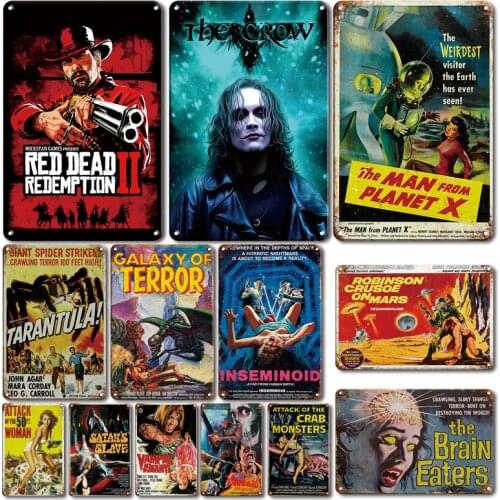 Classic Vintage Cinema Poster Metal Plate Fashion Living Room Wall Decor Tin Sign Film Movies Man Cave Wall Stickers Plaque
