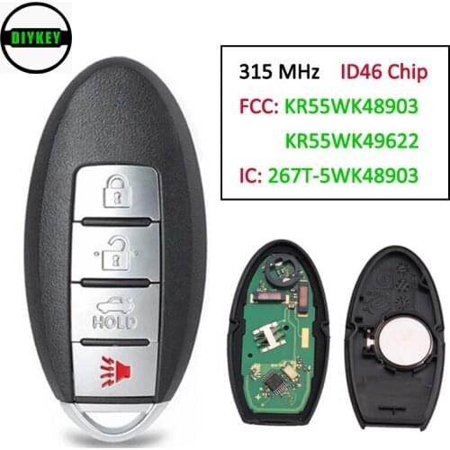 DIYKEY KR55WK48903 KR55WK49622 315MHz ID46 Smart Remote Key Fob 4 Button for Nissan Altima Maxima Murano, for Infiniti FX37 Q40