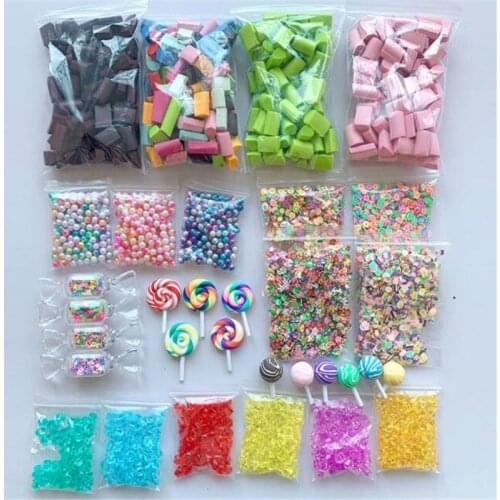 Slime Supplies Kit .Lollipop Beads Charms Slime Tools For Making DIY Craft .Rainbow Candies .Slime kit Para Fazer Accessories