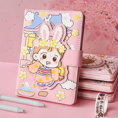 2021 New Handbook Contracted Cherry Blossom Girl Heart Grid Grid Grid Notebook Notebook Handbook Journal