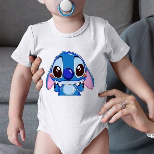 New Summer Baby Girl Boy Clothing Stitch Personality Cartoon Round Neck Short Sleeve Newborn Bodysuits