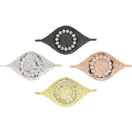 Dankaishi Oval Shape Eyes Charm Connectors Paved with Rhinestone Accessories for DIY Jewelry Making Findings Copper Pendants