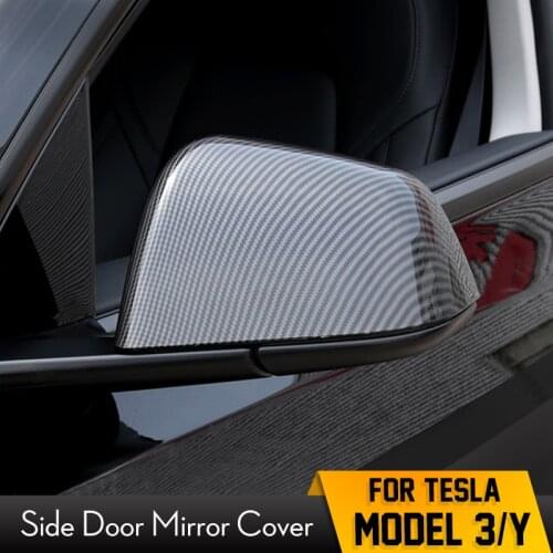 JSN Car ABS Paste Side Door Mirror Cover For Tesla Model 3 Model Y 2021 Auto Exterior Accessories Sides Rearview Mirror Cover