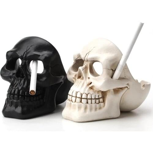 Skull Resin Ashtray Tobacco Ash Box Home Ornament Decor Anti-slip Crafts Ashtray Cigarette Holder Halloween Decorative Supplies