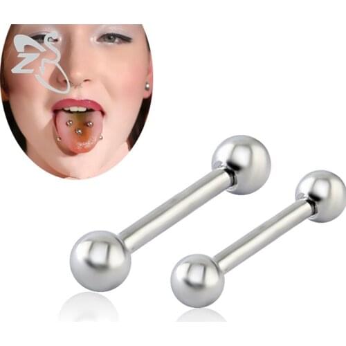 5Pcs Surgical Steel Tongue Piercing Ordinarily Tongue Rings Punk Long Barbell Rings Body Jewelry 14g Industrial Barbell Jewelry