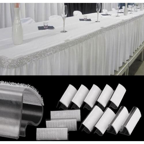 Plastic Table Skirt Clip 8/16pcs Table Cloth Cover Skirting Clips Velcro Tablecloth Clips Hook for 1.5cm to 2cm Table Edge Clamp