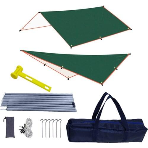 Beach Tent Kit Camping Awning Rain-proof UV Sun Protection Sunshade Canopy Outdoor Travel Picnic Mat with Portable Storage Bags