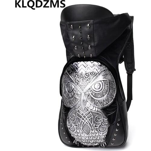 KLQDZMS Unisex Fashionable PU All-Match Backpack Men Stitching Bag Laptop-Bag Business Decorated Knapsack
