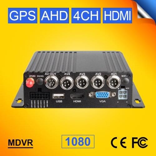 SD GPS Car DVR H.264 4CH 1080p Cycle Recording ,I/O,G-sensor & Dual SD Card Design Vehicle Mobile DVR CCTV AHD Mdvr For Bus Boat