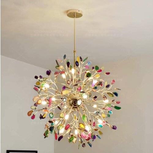 Modern LED Chandelier Lighting Agate stone luxury hanging light fixture fro bedroom/living room/kitchen/dining room/foyer G4 LED
