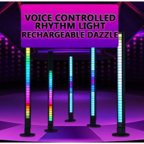 1PC LED Strip Light Sound Control Pickup Rhythm Light Music Atmosphere Light RGB Colorful Tube USB Energy-Saving Lamp Dropship