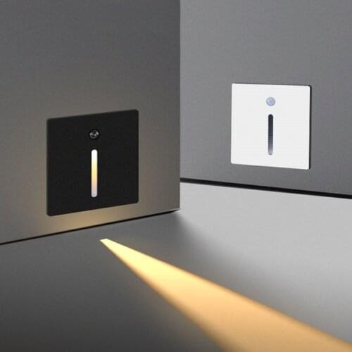 3W Motion Sensor LED Stairs Step Lamp Indoor Corner Wall Light Ladder Hallway Stairway Night Light Corridor Wall Lamp